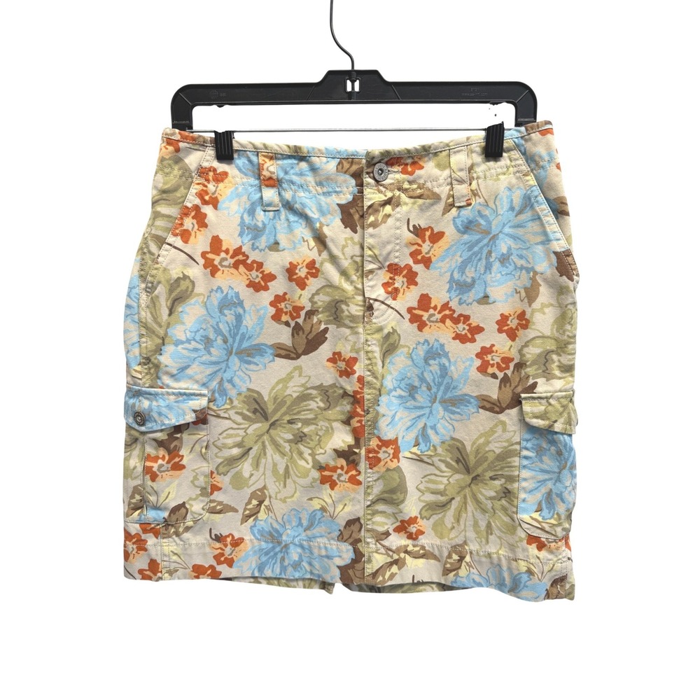 Eddie Bauer Women Floral Activeware Cargo Skirt 100% Cotton Size 8